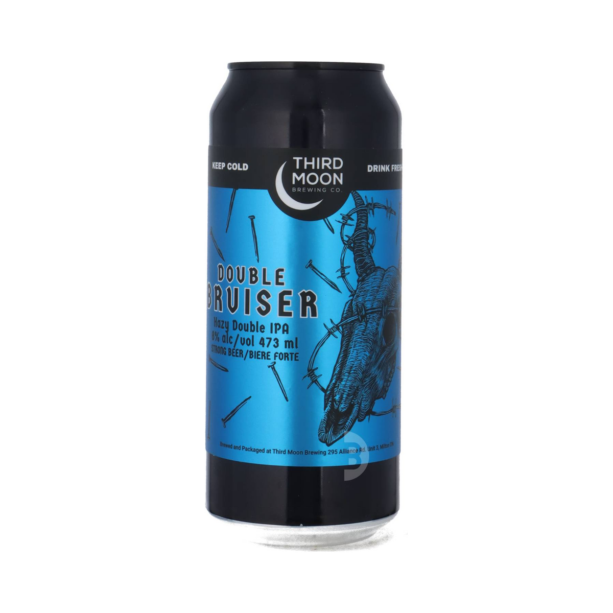 Double Bruiser van Third Moon Brewing Company, Hazy Double IPA in blik van 473 ml
