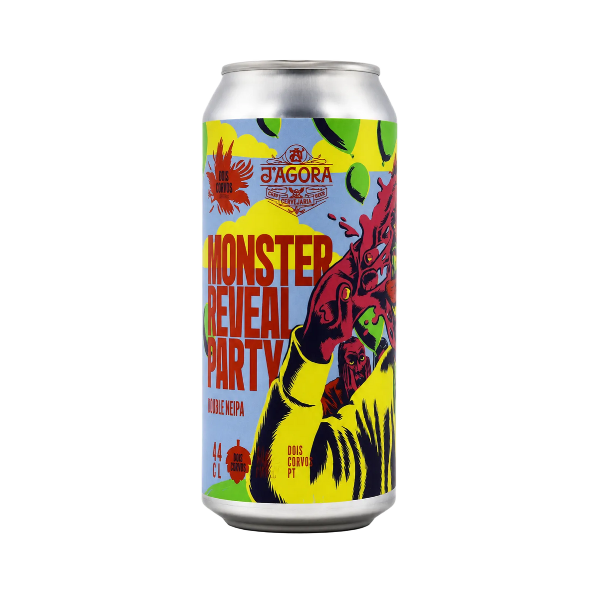 Monster Reveal Party van Dois Corvos, Hazy Double IPA in blik van 440 ml