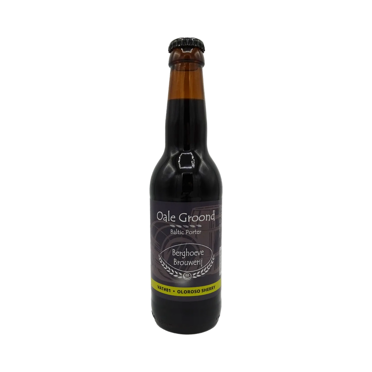 Oale Groond BA Oloroso Sherry VAT#81 van Berghoeve Brouwerij, Baltic Porter in fles van 330 ml