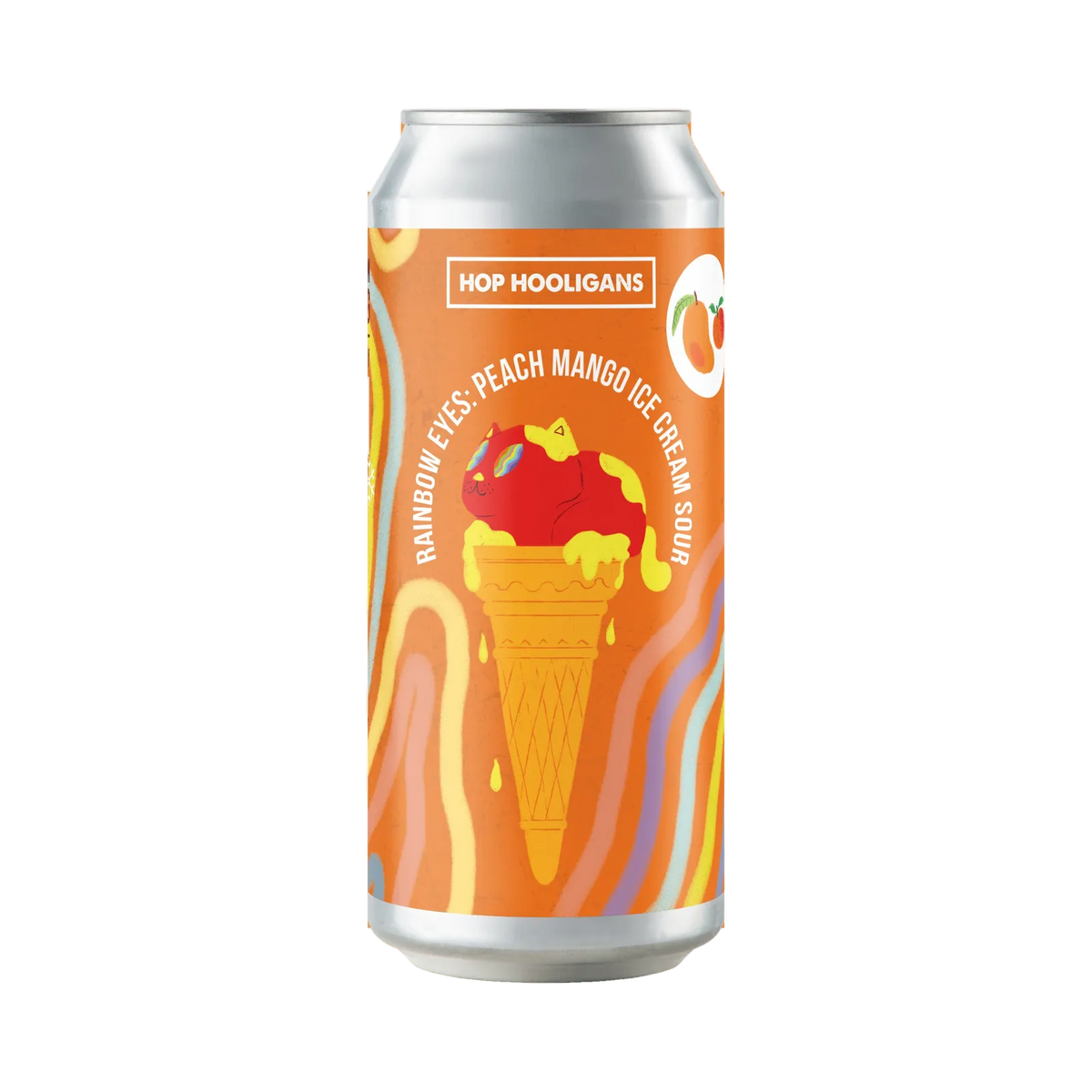 Rainbow Eyes: Peach Mango van Hop Hooligans, Fruited Sour in blik van 440 ml