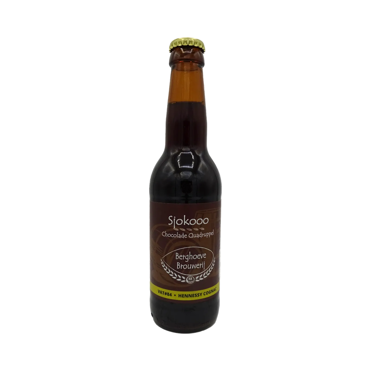 Sjokooo BA Hennessy Cognac VAT#84 van Berghoeve Brouwerij, Belgian Quadrupel in fles van 330 ml