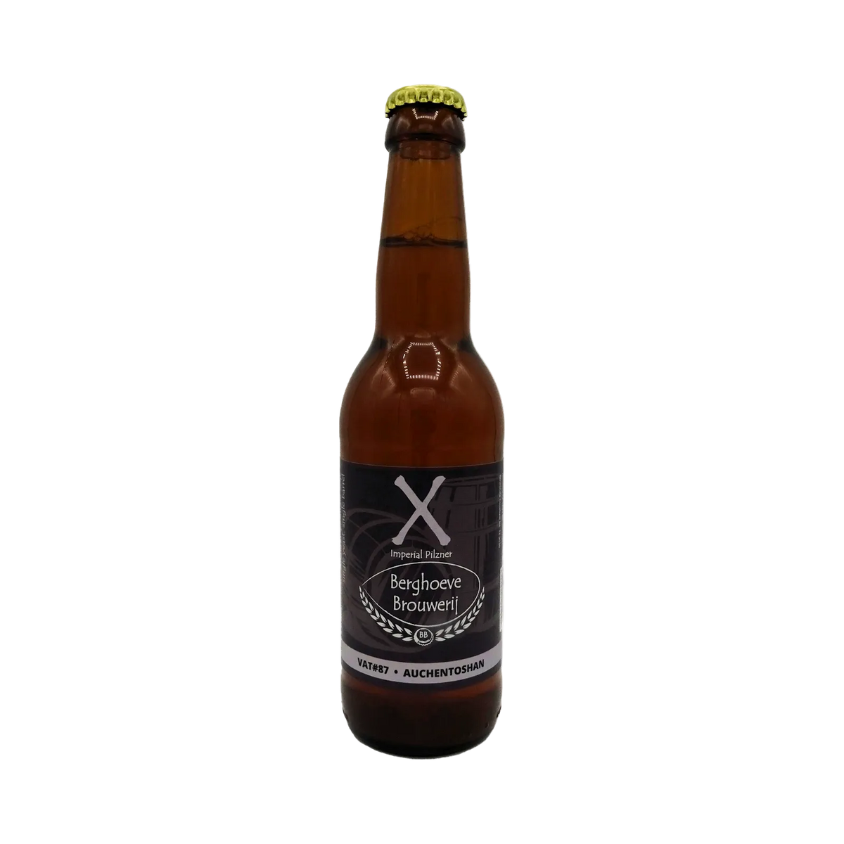 X BA Auchentoshan VAT#87 van Berghoeve Brouwerij, Imperial Pilsner in fles van 330 ml
